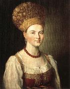 Ivan Argunov Portrait of Peasant Woman in Russian Costume oil painting artist